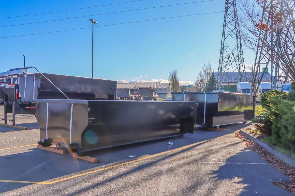 Roll-off dumpster ready for waste disposal at job site for Construction Dumpster Rental in Stafford